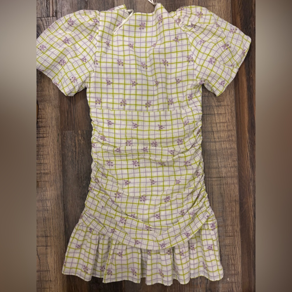 Zara Yellow and Purple Checkered Mini Dress - Picture 6 of 7